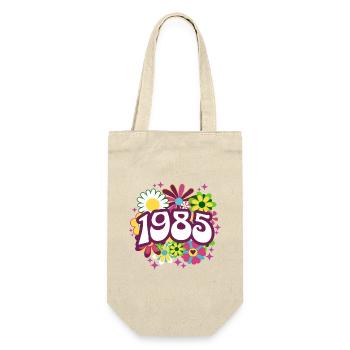 Retro Groovy Jahr 1985 Frauen 40 Jahre alter Geburtstag - Geschenkbeutel für Flaschen - Natur - Vorne