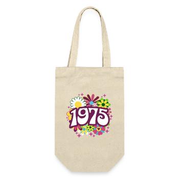 Retro Groovy Jahr 1975 Frauen 50 Jahre alter Geburtstag - Geschenkbeutel für Flaschen - Natur - Vorne