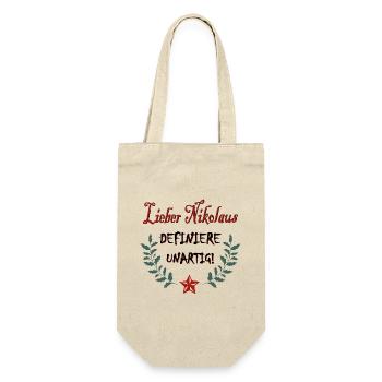Lieber Nikolaus - Geschenkbeutel für Flaschen - Natur - Vorne