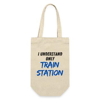 I understand only Train Station - Geschenkbeutel für Flaschen - Natur - Vorne