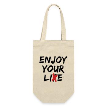 Enjoy Your Lie Street Art Zitat Statement - Geschenkbeutel für Flaschen - Natur - Vorne