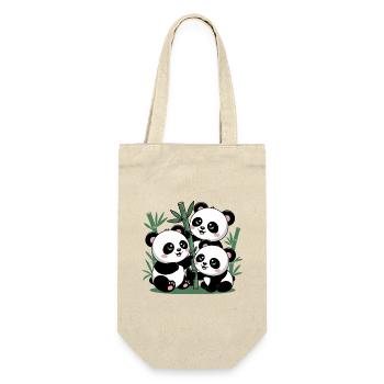 Niedlicher Panda Bambuswald - Geschenkbeutel für Flaschen - Natur - Vorne