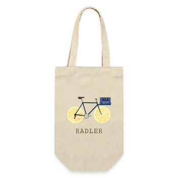Radler Fahrrad Bier Zitrone - Geschenkbeutel für Flaschen - Natur - Vorne