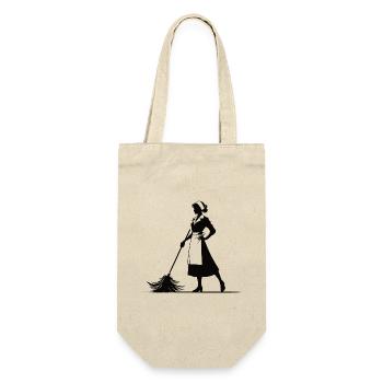 Femme de ménage rétro – Charme vintage avec style - Sac à bouteille - nature - Devant