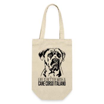 Cane Corso Italiano life is better Hunde Wilsigns - Geschenkbeutel für Flaschen - Natur - Vorne