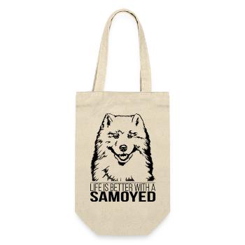 Samoyed life is better Hund Hunde Wilsigns - Geschenkbeutel für Flaschen - Natur - Vorne