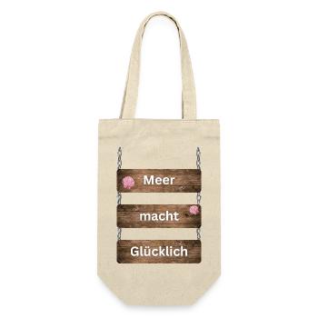 Meer macht Glücklich Geschenkidee - Geschenkbeutel für Flaschen - Natur - Vorne