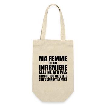 Ma Femme Est Infirmière Humour Marié Infirmiere - Sac à bouteille - nature - Devant
