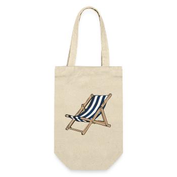 Riviera Lounge Chair Blau gestreift - Geschenkbeutel für Flaschen - Natur - Vorne