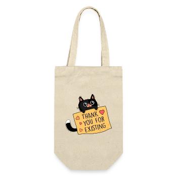 Katze und Dankbarkeit - Geschenkbeutel für Flaschen - Natur - Vorne