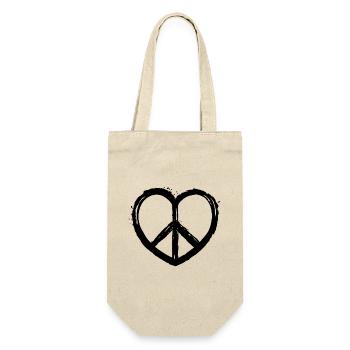 Peace and Love Herz Street Art Peace - Geschenkbeutel für Flaschen - Natur - Vorne