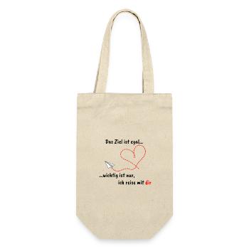 Avion en papier avec coeur et texte romantique - Sac à bouteille - nature - Devant