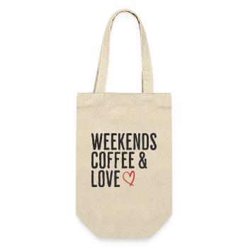 Kaffee & Liebe Wochenende Humor Romantisches Wochenende - Geschenkbeutel für Flaschen - Natur - Vorne