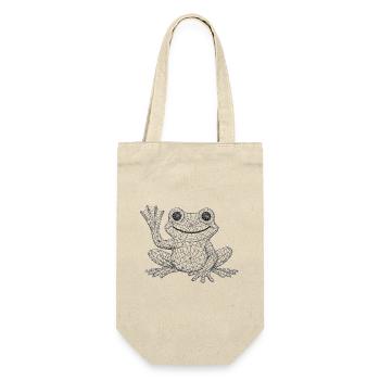 Spitzenfrosch Netzstück Design - Geschenkbeutel für Flaschen - Natur - Vorne