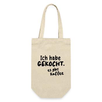 KAFFEE CAFE LIEBHABER BOHNE KOCHEN GEBRÜHT PAUSE - Geschenkbeutel für Flaschen - Natur - Vorne