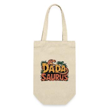 Dinosaurier Papa Saurus Geschenk Papa - Geschenkbeutel für Flaschen - Natur - Vorne