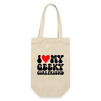 Ich liebe meine Geek-Freundin Ich liebe meine Geek-Freundin - Geschenkbeutel für Flaschen - Natur - Vorne