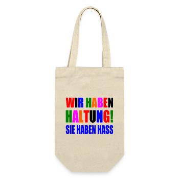 wir haben haltung sie haben hass - Geschenkbeutel für Flaschen - Natur - Vorne