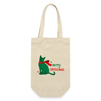 Katze Stern Tier Weihnachten Schal 3D Geschenk - Geschenkbeutel für Flaschen - Natur - Vorne