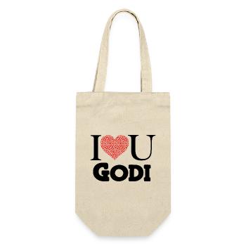 Liebe dich Godi sein Patentante Österreich Taufe - Geschenkbeutel für Flaschen - Natur - Vorne