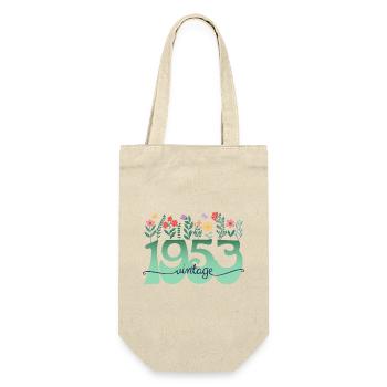 Motif Fleurs 1953 Fête Anniversaire Femme 70 Ans - Sac à bouteille - nature - Devant