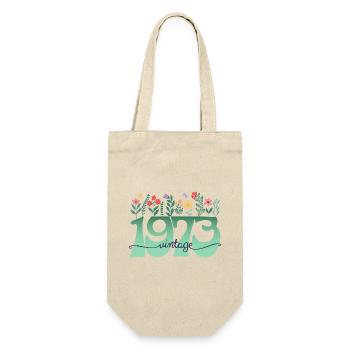 Motif Fleurs 1973 Fête Anniversaire Femme 50 Ans - Sac à bouteille - nature - Devant