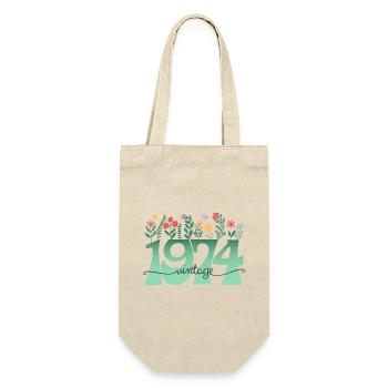 Motif Fleurs 1974 Fête Anniversaire Femme 50 Ans - Sac à bouteille - nature - Devant