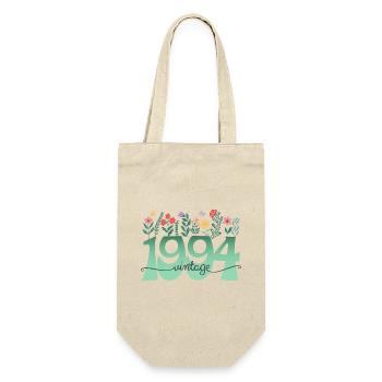 Motiv Blumen 1994 Geburtstagsfeier Frau 30 Jahre - Geschenkbeutel für Flaschen - Natur - Vorne