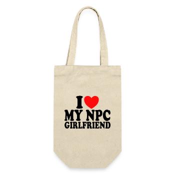 Ich liebe meine Freundin NPC Humor Ich liebe meine Freundin - Geschenkbeutel für Flaschen - Natur - Vorne