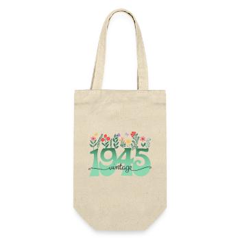Motif Fleurs 1945 Fête Anniversaire Femme 80 Ans - Sac à bouteille - nature - Devant