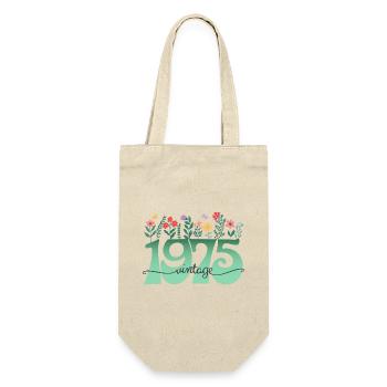 Motif Fleurs 1975 Fête Anniversaire Femme 50 Ans - Sac à bouteille - nature - Devant