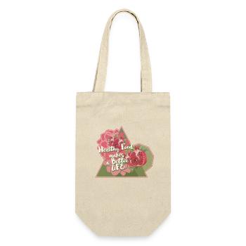 Esse gesund dann lebst Du gut - Geschenkbeutel für Flaschen - Natur - Vorne