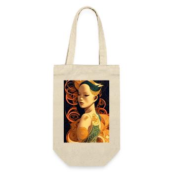 Narada - Mechanisch geometrischer Kunst Stil - Geschenkbeutel für Flaschen - Natur - Vorne