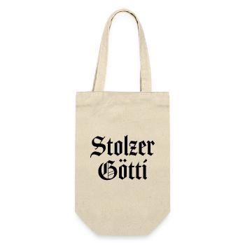 Stolzer Götti Bester Götti der Welt Patenonkel - Geschenkbeutel für Flaschen - Natur - Vorne