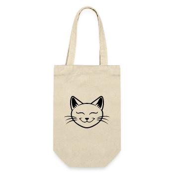 Katze Katzen Katzendame Katzenfreund Katzengesicht - Geschenkbeutel für Flaschen - Natur - Vorne