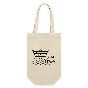 Maritime Lebensfreude Design - Geschenkbeutel für Flaschen - Natur - Vorne