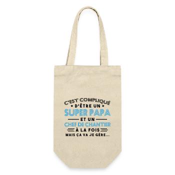 Super Papa Chef de Chantier - Sac à bouteille - nature - Devant