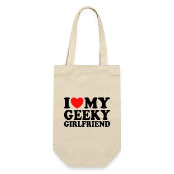 Ich liebe meine Geek-Freundin Ich liebe meine Geek-Freundin - Geschenkbeutel für Flaschen - Natur - Vorne