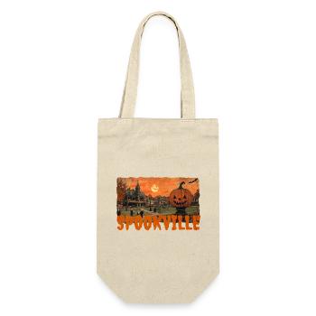 Chemise d’Halloween vintage, T-shirt Spooky Village - Sac à bouteille - nature - Devant