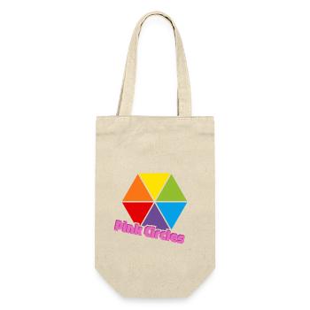Bunte Dreiecke Rosa Kreise - Geschenkbeutel für Flaschen - Natur - Vorne