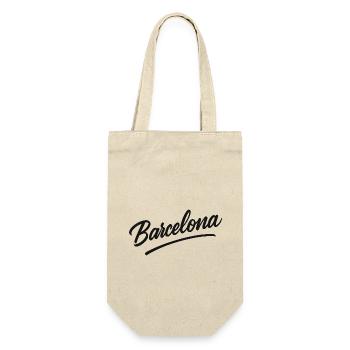 Barcelona Script mit Bogenlinie - Geschenkbeutel für Flaschen - Natur - Vorne