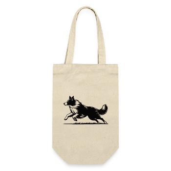 Border Collie – Intelligentes Design für Hundefans - Geschenkbeutel für Flaschen - Natur - Vorne