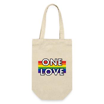 one love pride Fußball - Geschenkbeutel für Flaschen - Natur - Vorne