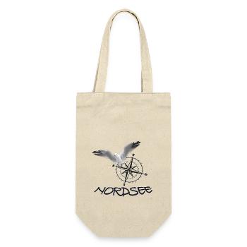 Nordsee - Möwe mit Kompass - Geschenkbeutel für Flaschen - Natur - Vorne