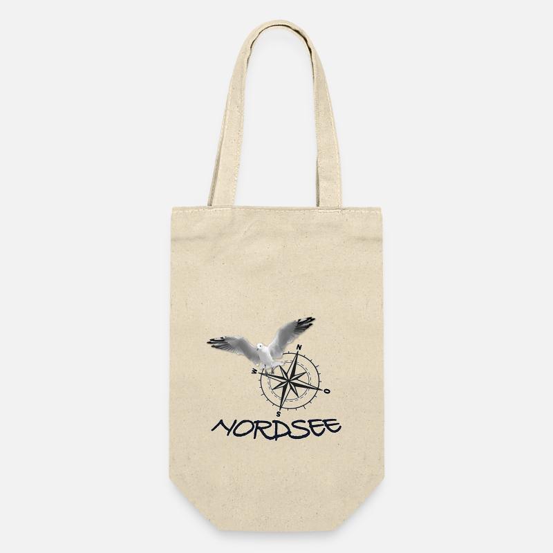 Nordsee - Möwe mit Kompass - Geschenkbeutel für Flaschen - Natur