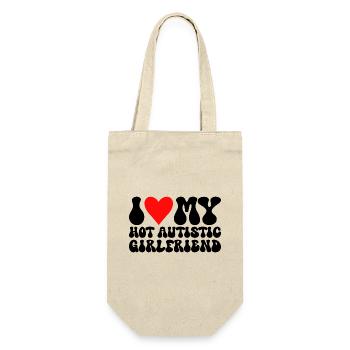 Adore ma girlfriend je aime ma petite amie autiste - Gift Bag for Bottles - nature - Front