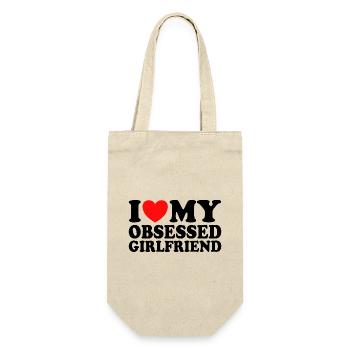 Liebe meine Freundin Ich liebe meine besessene Freundin - Geschenkbeutel für Flaschen - Natur - Vorne