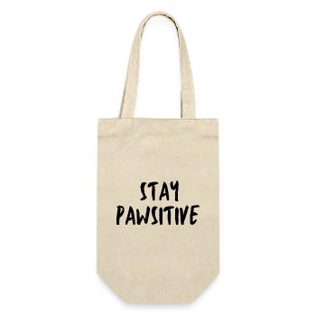 STAY PAWSITIVE - Geschenkbeutel für Flaschen - Natur - Vorne