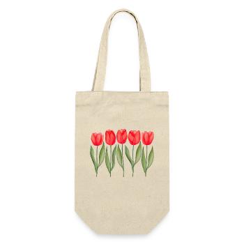 Classic Red Tulips Spring Flowers Watercolour Art - Gift Bag for Bottles - nature - Front