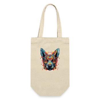 Hund - Geschenkbeutel für Flaschen - Natur - Vorne